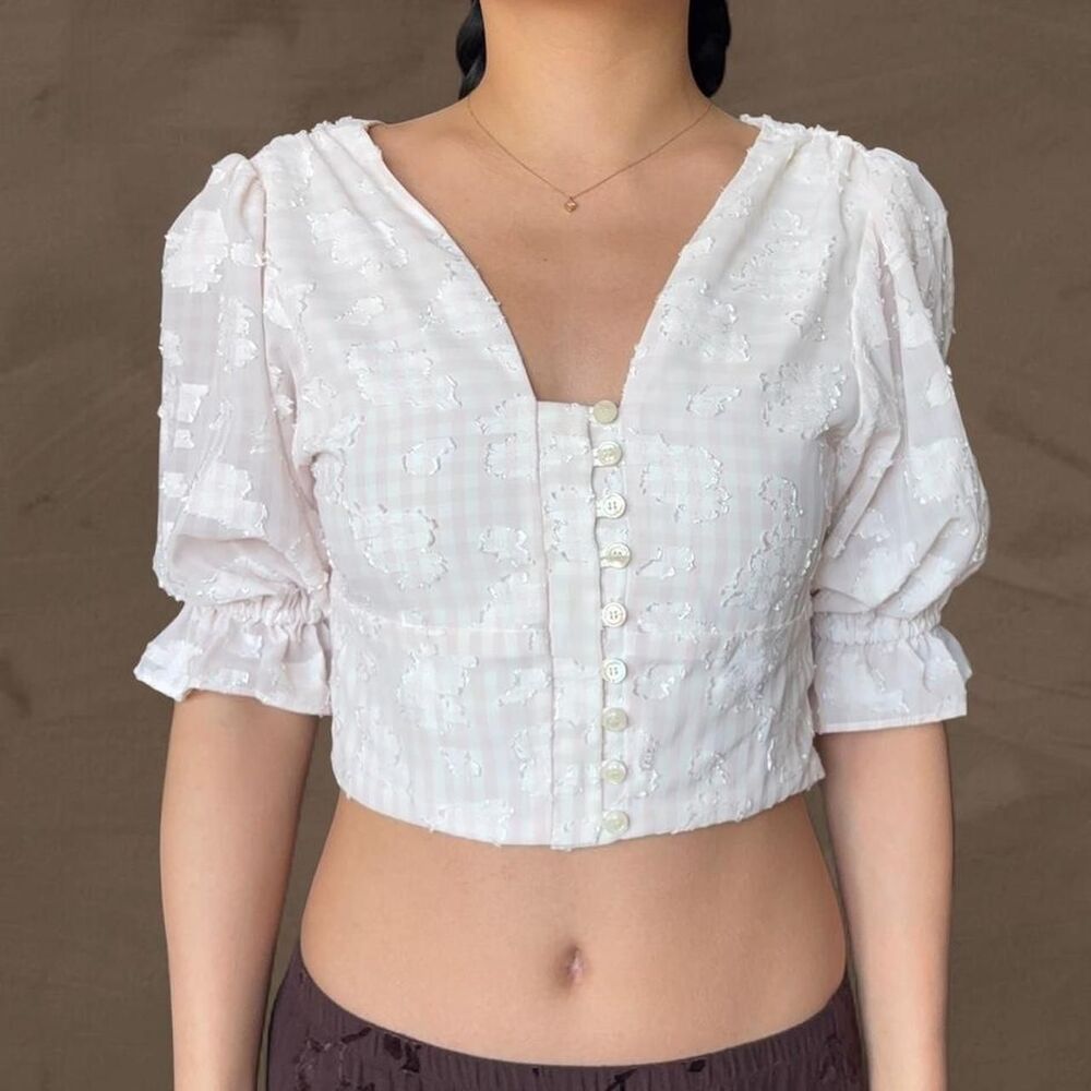 koch piper top in pink daze puff sleeve cloud blouse size small